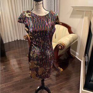 Neiman Marcus Vibrant Sequin Mini Dress